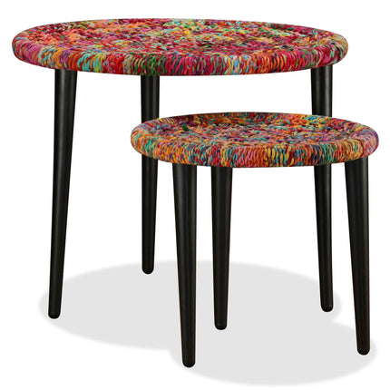 Table Basse 2 Pcs Détails Tissés Chindi
