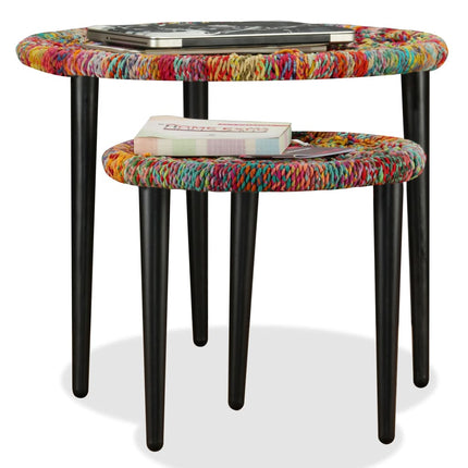 Table Basse 2 Pcs Détails Tissés Chindi