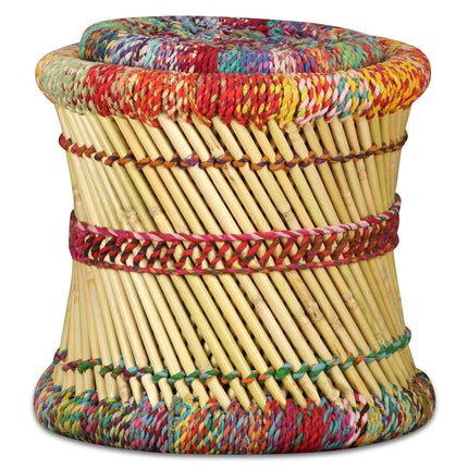 Tabourets Avec Détails Chindi Lot De 2 Bambou