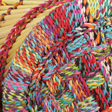 Tabourets Avec Détails Chindi Lot De 2 Bambou
