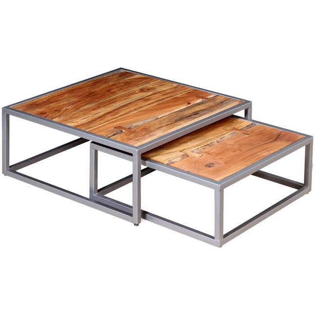 Ensemble De Table Basse Gigogne 2 Pcs Bois Massif