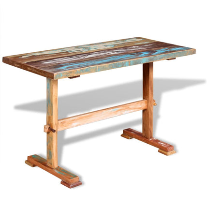 Table À Manger Sur Pied Bois De Récupération Massif 120X58X78Cm