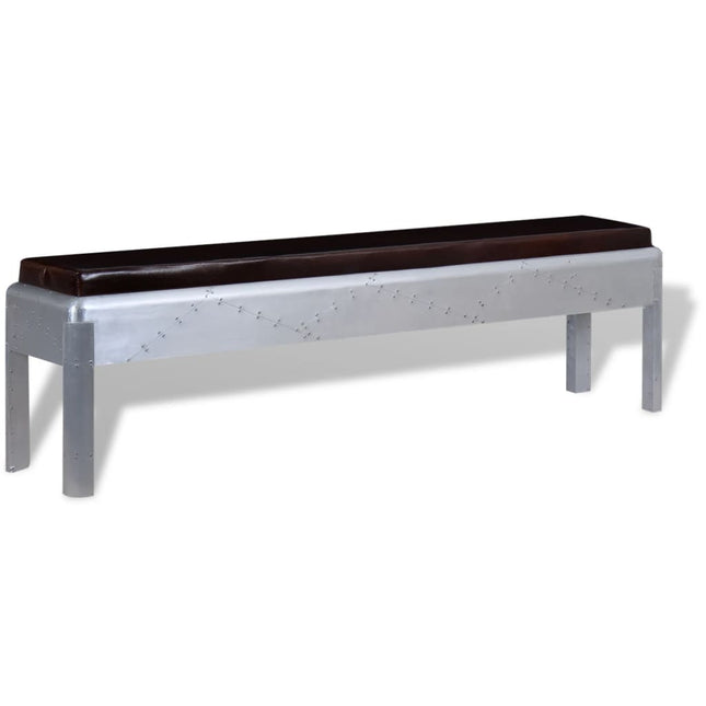 Banc D'entrée Cuir Véritable 160 X 32 X 45 Cm