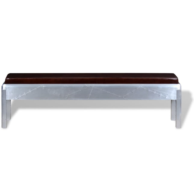 Banc D'entrée Cuir Véritable 160 X 32 X 45 Cm