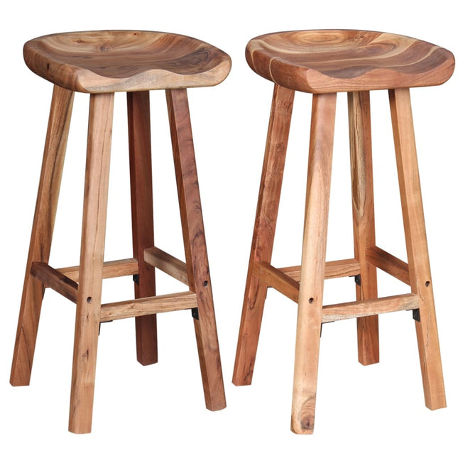 Tabourets De Bar Lot De 2 Bois D'acacia Massif