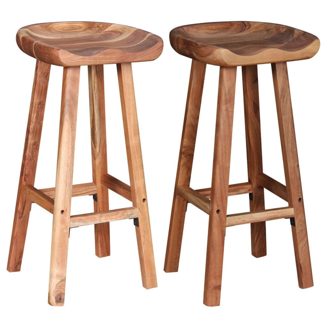 Tabourets De Bar Lot De 2 Bois D'acacia Massif
