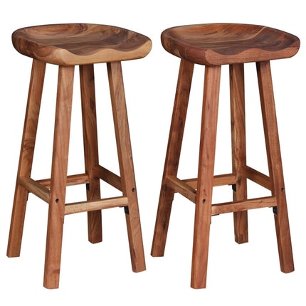 Tabourets De Bar Lot De 2 Bois D'acacia Massif
