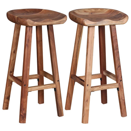 Tabourets De Bar Lot De 2 Bois D'acacia Massif