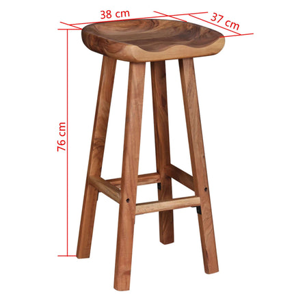 Tabourets De Bar Lot De 2 Bois D'acacia Massif