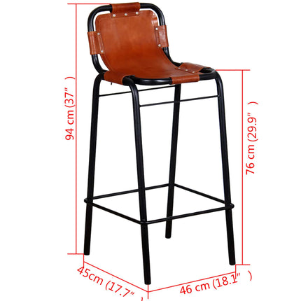 Tabourets De Bar Lot De 2 Cuir Véritable