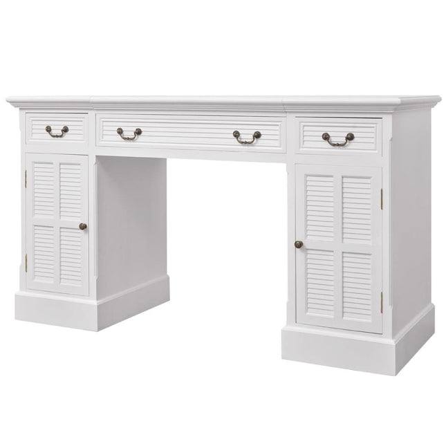 Bureau À Double Piédestal Blanc 140 X 48 X 80 Cm