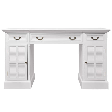 Bureau À Double Piédestal Blanc 140 X 48 X 80 Cm