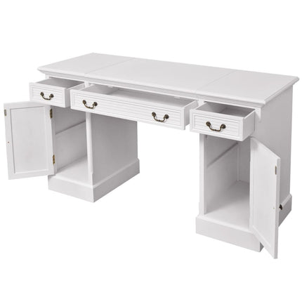 Bureau À Double Piédestal Blanc 140 X 48 X 80 Cm