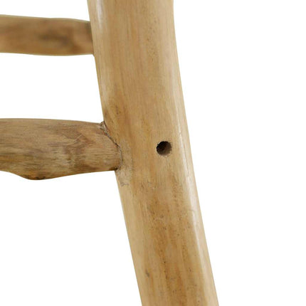 Tabouret De Bar Cuir De Chèvre Et Bois De Teck Solide