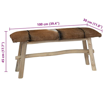 Banc Cuir De Chèvre Teck