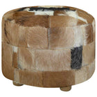 Pouf Cuir De Chèvre Rond 50 X 50 X 45 Cm