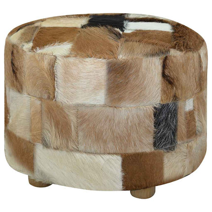 Pouf Cuir De Chèvre Rond 50 X 50 X 45 Cm