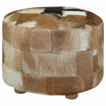 Pouf Cuir De Chèvre Rond 50 X 50 X 45 Cm