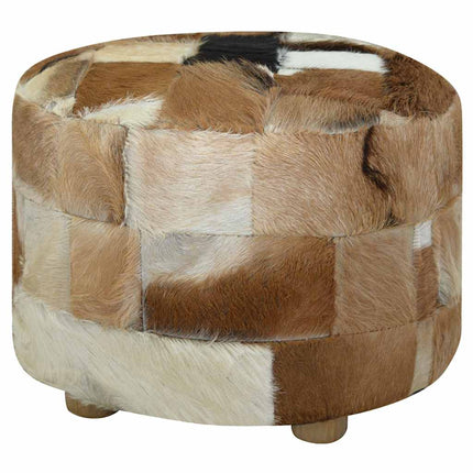Pouf Cuir De Chèvre Rond 50 X 50 X 45 Cm