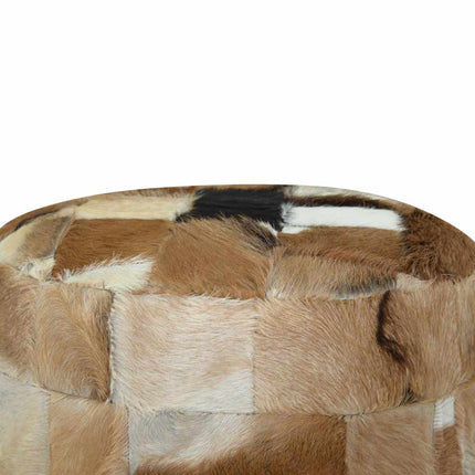 Pouf Cuir De Chèvre Rond 50 X 50 X 45 Cm