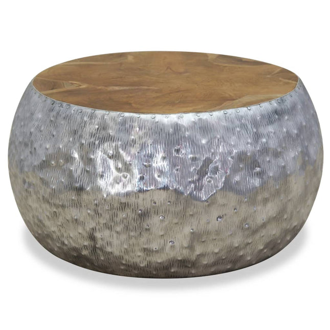 Table Basse Aluminium Teck 60X60X30 Cm