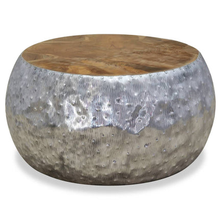 Table Basse Aluminium Teck 60X60X30 Cm