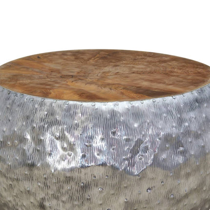 Table Basse Aluminium Teck 60X60X30 Cm