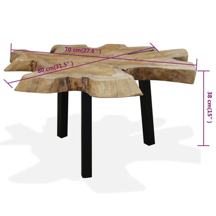 Table Basse Teck Authentique 80X70X38 Cm
