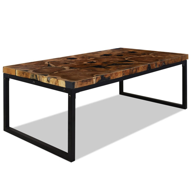 Table Basse Teck Résine 110X60X40 Cm