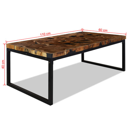 Table Basse Teck Résine 110X60X40 Cm