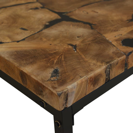 Table Basse Teck Résine 110X60X40 Cm
