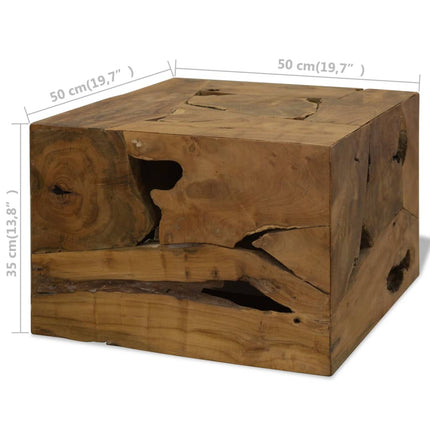 Table Basse 50X50X35 Cm Teck Véritable Marron
