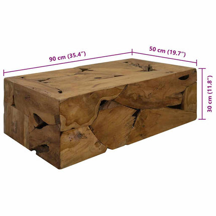 Table Basse 90X50X30 Cm Teck Véritable Marron