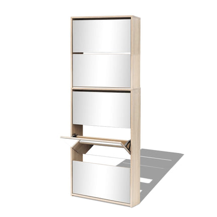 Meuble À Chaussures 5 Étagères Et Miroir 63X17X169,5 Cm Chêne