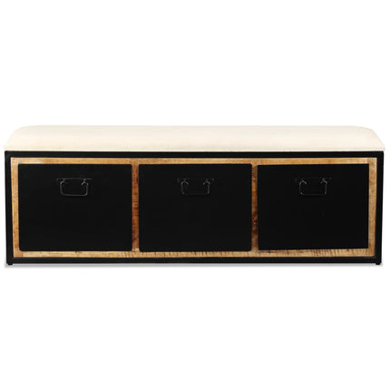 Banc De Rangement Avec 3 Tiroirs Bois De Manguier 120X30X40 Cm