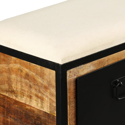 Banc De Rangement Avec 3 Tiroirs Bois De Manguier 120X30X40 Cm