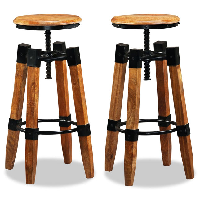 Tabourets De Bar Lot De 2 Bois De Manguier Massif