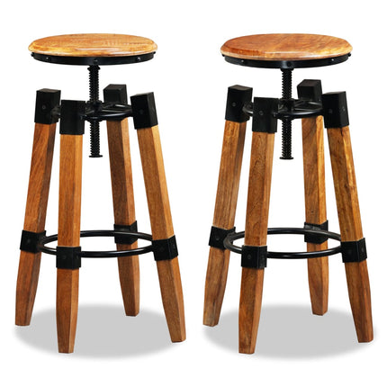 Tabourets De Bar Lot De 2 Bois De Manguier Massif