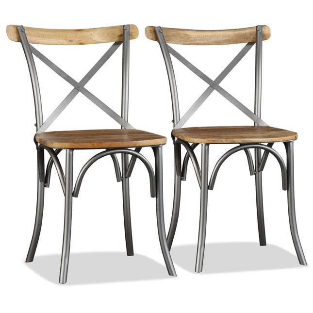 Chaises À Manger Lot De 2 Bois Solide De Manguier
