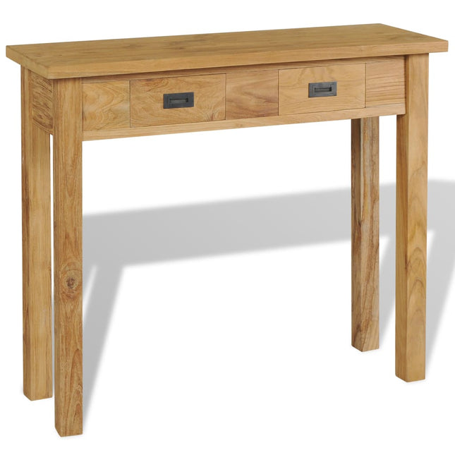 Table Console Teck Massif 90X30X80 Cm Gris