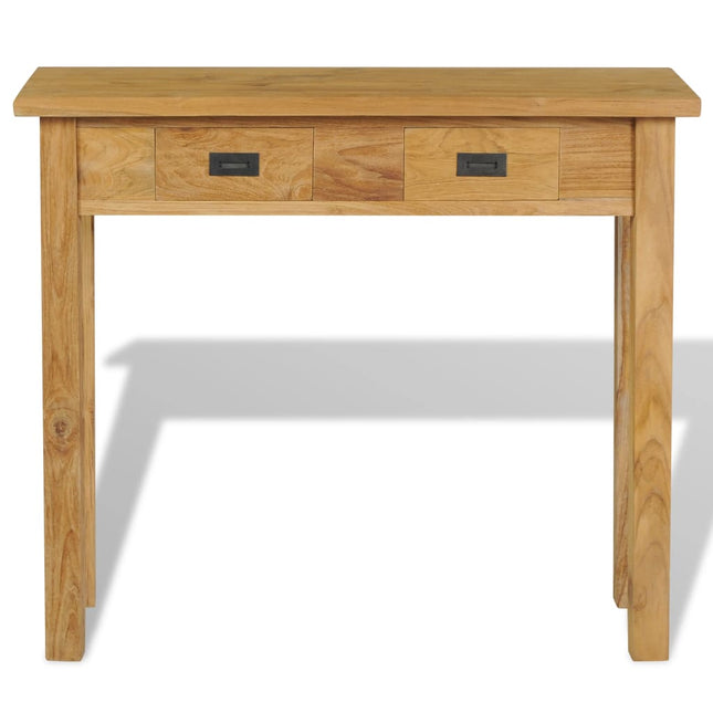 Table Console Teck Massif 90X30X80 Cm Gris
