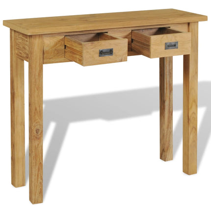 Table Console Teck Massif 90X30X80 Cm Gris