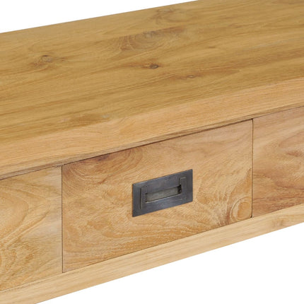 Table Console Teck Massif 90X30X80 Cm Gris