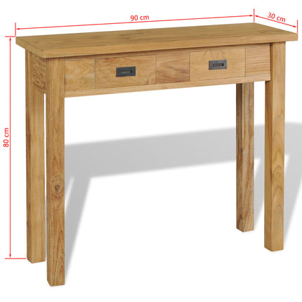 Table Console Teck Massif 90X30X80 Cm Gris