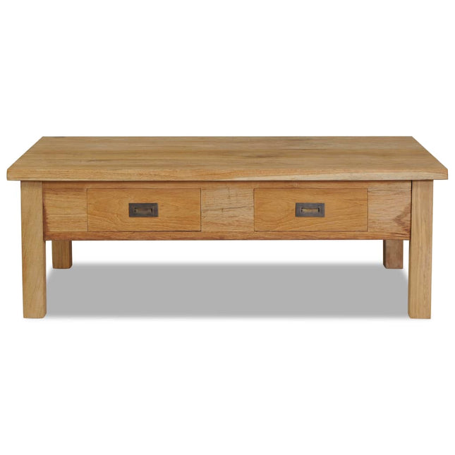 Table Basse Teck Massif 100X60X35 Cm Gris