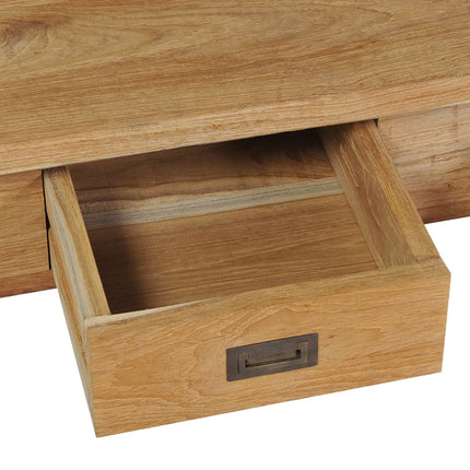 Table Basse Teck Massif 100X60X35 Cm Gris