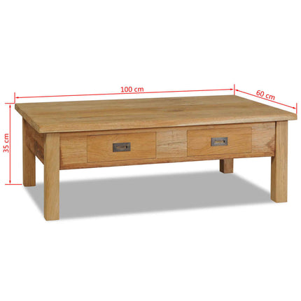Table Basse Teck Massif 100X60X35 Cm Gris
