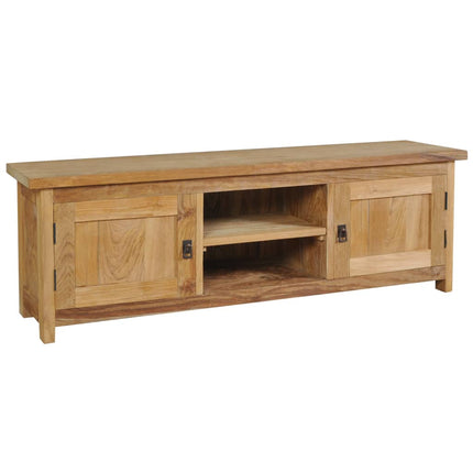 Meuble Tv Teck Massif 120X30X40 Cm Gris