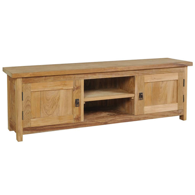 Meuble Tv Teck Massif 120X30X40 Cm Gris