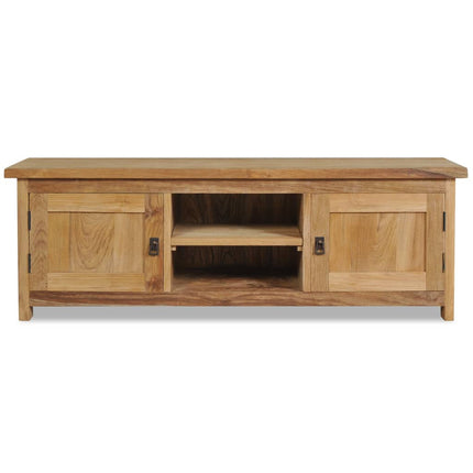 Meuble Tv Teck Massif 120X30X40 Cm Gris
